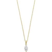 New Bling 9NBG-0679 Gouden Ketting met Hanger- Zirkonia- 8,5x4mm - Ovaal - Ankerschakel - 39+3+3cm - 0,87 Dikte - 14 Karaat - Goud
