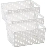 PlasticForte Opbergmand - 3x - Kastmand - rotan kunststof - wit - 6 Liter - 19 x 29 x 13 cm
