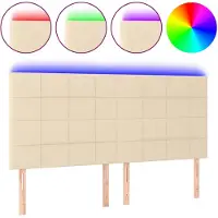 vidaXL Hoofdbord LED 160x5x118/128 cm stof crèmekleurig