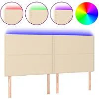 vidaXL Hoofdbord LED 200x5x118/128 cm stof crèmekleurig