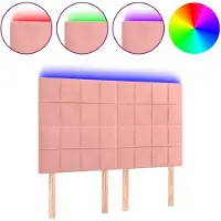 vidaXL Hoofdbord LED 144x5x118/128 cm fluweel zwart