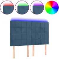 vidaXL Hoofdbord LED 144x5x118/128 cm fluweel donkerblauw