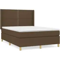 vidaXL Boxspring met matras stof donkerbruin 140x190 cm