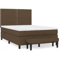 vidaXL Boxspring met matras stof donkerbruin 140x190 cm