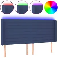 vidaXL Hoofdbord LED 163x16x118/128 cm stof blauw