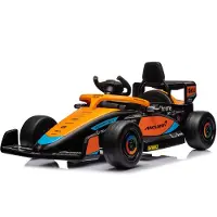 Vrooomy McLaren Formule 1 Elektrische kinderauto 12V (1–5 jaar) – Officieel gelicenseerd F1-design, met 2.4G afstandsbediening, Bluetooth MP3-speler en EVA-banden – Elektrische kinderauto – Oranje