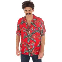 Chaks Hawaii shirt/blouse - tropische bloemen - rood - Verkleedkleren heren XL
