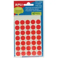 APLI ronde etiketten in etui diameter 13 mm, rood, 175 stuks, 35 per blad (2057) - 13 stuks