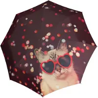 Doppler Paraplu Modern.Art Long Automatic Lovely Cat Paars Veelkleurig