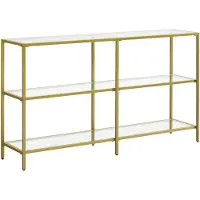 Songmics Hoppa! Songmics Consoletafel, Haltafel, 3 Niveaus, Bijzettafel, Legplanken Van Gehard Glas, 130 X 30 X 73,3 Cm, Metalen Frame, Modern, Voor Hal,