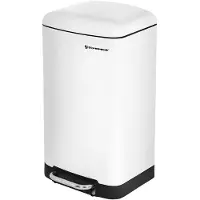 Hoppa! Songmics 30 Liter Afvalemmer, Stalen Pedaalemmer, Met Binnenemmer En Deksel, Softclose, Luchtdicht, Voor De Keuken, Wit