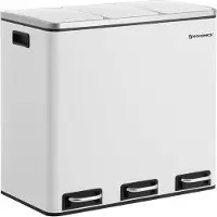 Hoppa! Songmics Kitchen Waste Bin, Waste Separation System, 3 X 18l, 3 Compartment Pedal Bin, Waste Bin, Softclose, With Foot Pedals, Plastic Inner