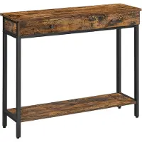 Songmics Hoppa! Songmics Consoletafel, Haltafel, Bijzettafel, Banktafel Met 2 Laden, Stalen Frame, Vintage Bruin-zwart