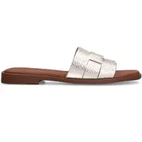Manfield Gouden leren gevlochten slippers | Maat 40