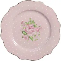 Clayre & Eef Ontbijtbord Ø 20 cm Roze Porselein Rozen Bord Roze Bord