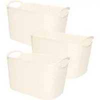 PlasticForte opbergmandje/kastmandje - 3x - 6,4 liter - wit - kunststof - 19 x 29 x 18 cm