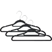 Storage solutions Kledinghangers anti-slip - 10x - kunststof - met broekstang - zwart