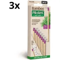 Piksters 3x Bamboe Ragers Hoek - Maat 1 - Fijn Paars - 24 stuks