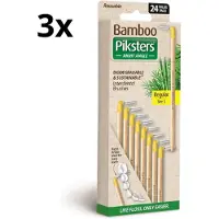Piksters 3x Bamboe Ragers Hoek - Maat 3 - Geel - 24 stuks
