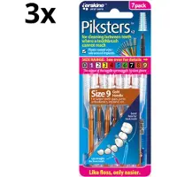 Piksters Rechte Ragers - Maat 9 - Bruin - 3 x 7 stuks - Voordeelverpakking