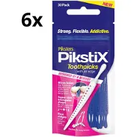 Piksters Pikstix plastic tandenstokers met micro holes - 6 x 30 stuks - Voordeelverpakking