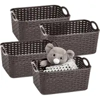 PlasticForte opbergmandje/kastmandje - 4x - 12 liter - donkerbruin - kunststof - 33 x 24 x 21 cm - nestbaar