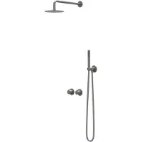 Ivy Aia Pact Inbouw Regendoucheset Symmetry 2-weg - 15cm Plafondbuis - 25cm Medium Hoofddouche - Glijstang - Satin Spray Handdouche - Geborsteld Metal - Kranen, Douchekranen, Douchesets, Inbouw douchesets