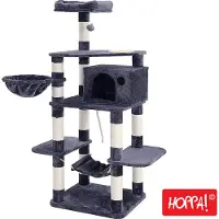 Hoppa! Songmics Multi-level Kattenboom Met Voerbak, Krabpaal - Sisal-bedekte Kraspalen - Rookgrijs