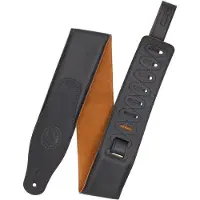 Levys Leathers PADDED LEATHER STRAP WITH COLORED SUEDE BACK 7,6 CM - BLACK-HONEY
