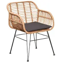 BUITEN living Lola dining wicker tuinstoel | wicker + staal | bamboe antraciet 1 persoon