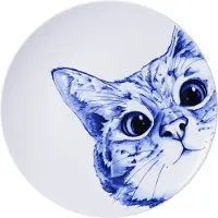 Huismerk Heinen Delfts Blauw Wandbord Poes - Ø 31 cm