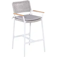 LUX outdoor living Sandro dining barstoel | touw + aluminium | wit 1 persoon