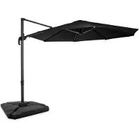 Vonroc Zweefparasol Bardolino Ø300cm – Premium parasol - Zwart | Incl. 4 vulbare tegels