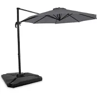 Vonroc Zweefparasol Bardolino Ø300cm – Premium parasol - Grijs | Incl. 4 vulbare tegels