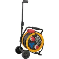 Brennenstuhl Brobusta CEE 2 FI IP44 kabelhaspel met trolley (kabelhaspel 30m, met FI-bescherming, voor permanent gebruik buitenshuis, Made in Germany)