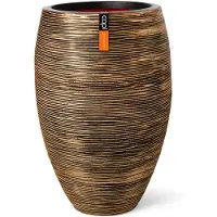 Capi Europe Vaas elegant rib d50xh72 zwart goud