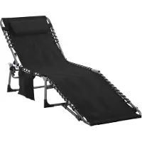 Zenzee Ligbed - Ligstoel tuin - Tuinstoel - Tuinstoelen - Stoelen - Tuinmeubelen - Zwart - 188 x 57 x 30 cm