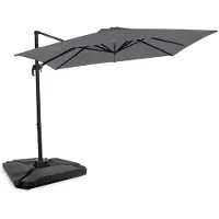 Vonroc Zweefparasol Pisogne 300x300cm – Premium parasol - Grijs | Incl. 4 vulbare tegels