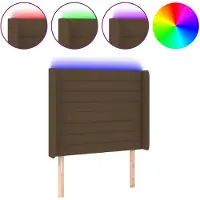 vidaXL Hoofdbord LED 93x16x118/128 cm stof donkerbruin