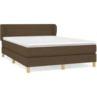 vidaXL Boxspring met matras stof donkerbruin 140x200 cm