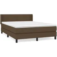 vidaXL Boxspring met matras stof donkerbruin 140x200 cm