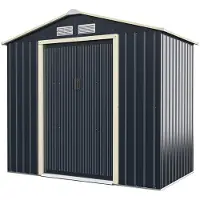 Costway Tuinhuis van metaal, 213x127x195 cm, afsluitbare tuinhuis met 4 ventilatieopeningen en een schuifdeur