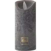 Ptmd LED kaars rustiek antraciet met timer schakelaar (6 uur) | LED Light Candle rustic swish grey moveable flame
