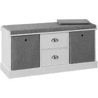 SoBuy Schoenenbank met zitkussen - 4 Lades - 108 x 20 x 41 cm - Grijs/ Antraciet