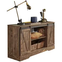 SoBuy Opbergkast – Schuifdeur, Verstelbare Planken, Landelijk Design – 120 x 40 x 70 cm – Kastanjebruin