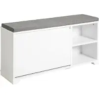 SoBuy FSR119-W Schoenenkast met zitvlak - 90 x 24 x 46 cm - Wit/ Grijs
