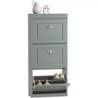 SoBuy Schoenenrek Met 3 Vouwdeuren - Compact - Modern - 53 x 24 x 117 cm - Grijs