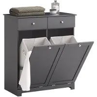 SoBuy Badkamerkast BZR33-DG voor 2 Wasmanden - Met 2 Laden - Grijs - 78x91x38 cm