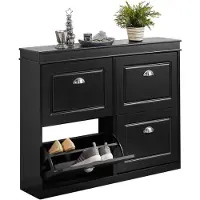 SoBuy Schoenenkast 4 Kleppen, Zwart, 105x82x24cm