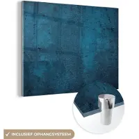MuchoWow Glasschilderij 160x120 cm - Schilderij acrylglas - Natuursteen - Beton - Steen - Blauw - Foto op glas - Schilderijen